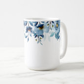 Stilvolle Monogram Blue Watercolor floral Kaffeetasse (VorderseiteRechts)