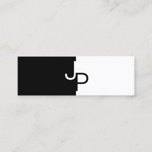 Stilvolle Monogram BW Schwarz-weiß Modern Template Mini Visitenkarte