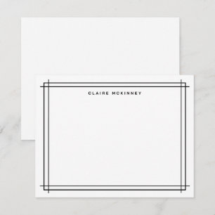 Stilvolle Monogram Double Border Schwarz-weiß Chic Mitteilungskarte