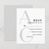 Stilvolle Monogram. Einfache moderne Hochzeit RSVP (Vorne/Hinten)