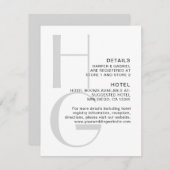 Stilvolle Monogram. Einfache, moderne Hochzeitsdet Begleitkarte (Vorne/Hinten)