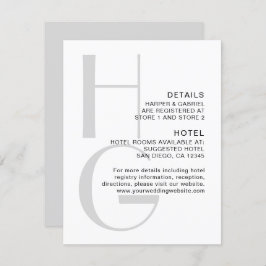 Stilvolle Monogram. Einfache, moderne Hochzeitsdet Begleitkarte