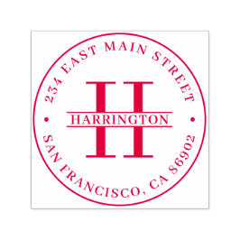 Stilvolle Monogram Familienname Runde Rücksendeadr Permastempel