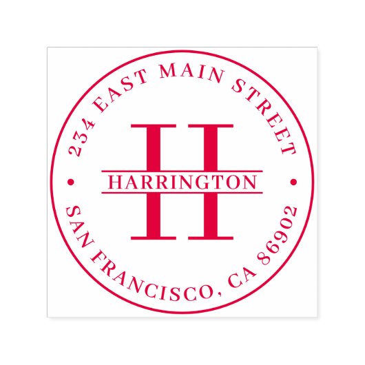 Stilvolle Monogram Familienname Runde Rücksendeadr Permastempel (Design)