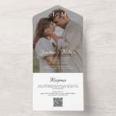 Stilvolle Monogram Foto Script QR Code Hochzeit All In One Einladung (Innen Boden)