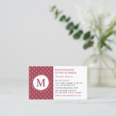 Stilvolle Monogram-Fotografen aus Rot und Weiß Her Visitenkarte (Stehend Vorderseite)
