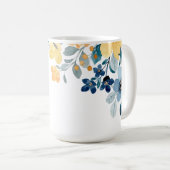 Stilvolle Monogram, gelb & blau Kaffeetasse (VorderseiteRechts)