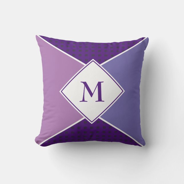 Stilvolle MONOGRAM Geometric | Lila Mauve Lilac Kissen (Vorderseite)