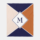 Stilvolle MONOGRAM Geometric | Tan-Creme Fleecedecke (Vorderseite)
