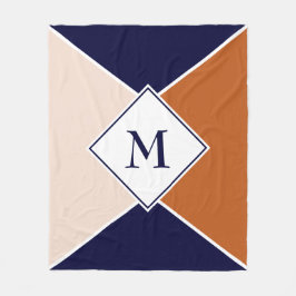 Stilvolle MONOGRAM Geometric | Tan-Creme Fleecedecke