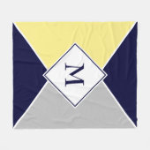 Stilvolle MONOGRAM Geometric | Yellow Grey Fleecedecke (Vorderseite (Horizontal))