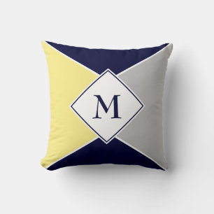 Stilvolle MONOGRAM Geometric Yellow Grey Kissen