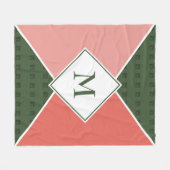 Stilvolle MONOGRAM Geometrische Watermelon Farben Fleecedecke (Vorderseite (Horizontal))