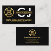 Stilvolle Monogram Gold Placard Auto Garage Visitenkarte (Vorne/Hinten)
