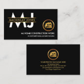 Stilvolle Monogram Gold Placard Border Constructio Visitenkarte (Vorne/Hinten)