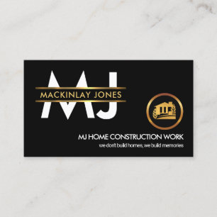 Stilvolle Monogram Gold Placard Border Constructio Visitenkarte