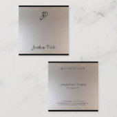 Stilvolle Monogram Gold Silver-Vorlage Quadratische Visitenkarte (Vorne/Hinten)