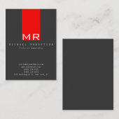 Stilvolle Monogram Gray Red Clean Business Card Visitenkarte (Vorne/Hinten)