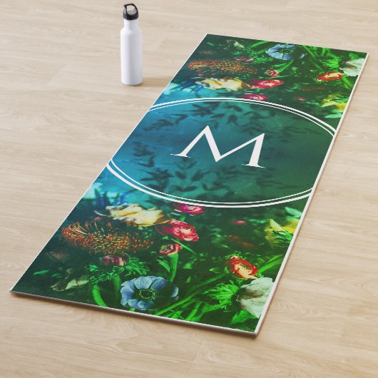 Stilvolle Monogram GREEN Floral Bouquet Yogamatte (Beispiel)