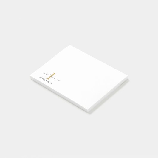 Stilvolle Monogram Initial Elegant Script Personal Post-it Klebezettel (angewinkelt)