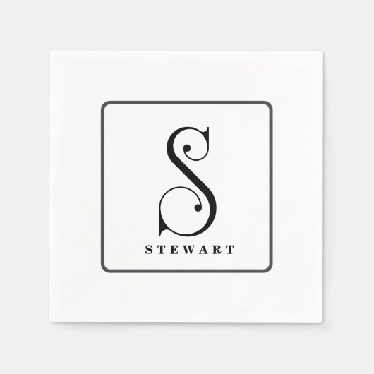 Stilvolle Monogram Initial S, Nachname Bearbeitbar Serviette (Vorderseite)