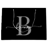 Stilvolle Monogram Initial Script Modernes Schwarz Große Geschenktüte (Vorderseite)