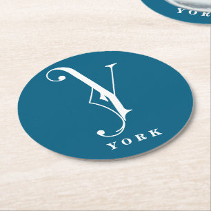Stilvolle Monogram, Initial Y, Nachname Bearbeitba Runder Pappuntersetzer