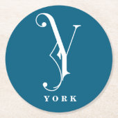 Stilvolle Monogram, Initial Y, Nachname Bearbeitba Runder Pappuntersetzer (Vorderseite)
