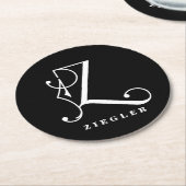 Stilvolle Monogram Initial Z, Nachname bearbeitbar Runder Pappuntersetzer (Angewinkelt)
