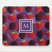 Stilvolle Monogram-Initialplatten und Erdbeeren Mousepad (Vorne)