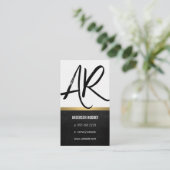 Stilvolle Monogram Leather Gold Trim Visitenkarte (Stehend Vorderseite)