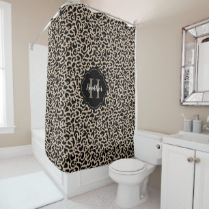 Stilvolle Monogram Leopard Print Duschvorhang