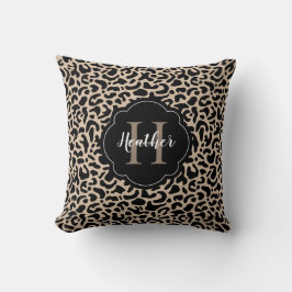 Stilvolle Monogram Leopard Print Throw Kissen