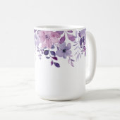 Stilvolle Monogram Lila Aquarellblume Kaffeetasse (VorderseiteRechts)