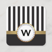 Stilvolle Monogram Luxe Vertikale Streifen Quadratische Visitenkarte (Vorderseite)