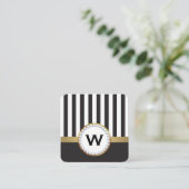 Stilvolle Monogram Luxe Vertikale Streifen Quadratische Visitenkarte (Stehend Vorderseite)