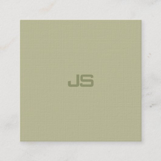 Stilvolle Monogram Modern Design Trendy Green Luxe Quadratische Visitenkarte (Vorderseite)
