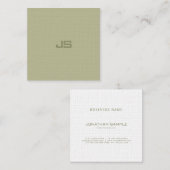 Stilvolle Monogram Modern Design Trendy Green Luxe Quadratische Visitenkarte (Vorne/Hinten)