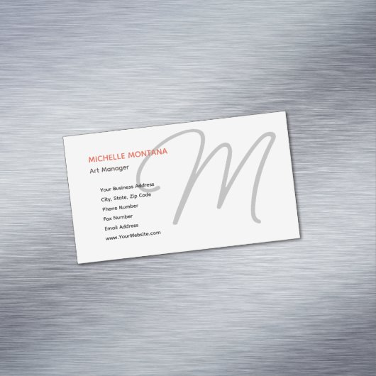Stilvolle Monogram Moderne Minimalistische Schlich Magnetische Visitenkarte (Beispiel)