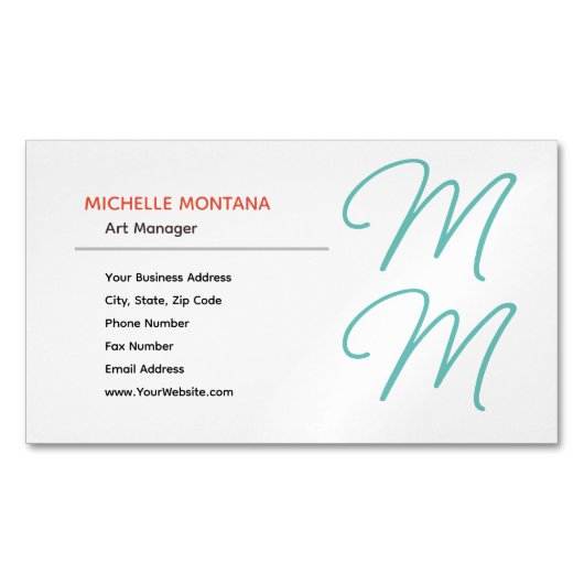 Stilvolle Monogram Moderne Minimalistische Schlich Magnetische Visitenkarte (Vorderseite)