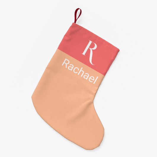 Stilvolle Monogram Name Peach Kleiner Weihnachtsstrumpf (Vorderansicht (hängend))