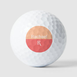 Stilvolle Monogram Name Peach Typografy Golfball