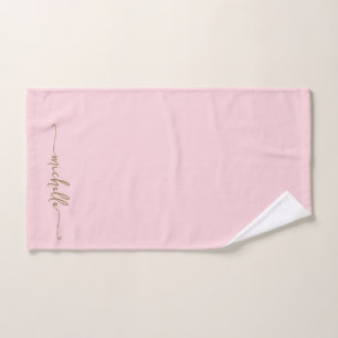 Stilvolle Monogram Name Script Blush Pink Gold Handtuch