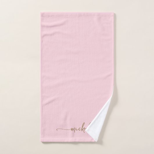 Stilvolle Monogram Name Script Blush Pink Gold Handtuch (Handtuch)