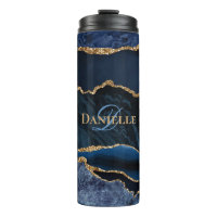 Stilvolle Monogram Navy Blue Gold Agate Geode