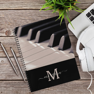 Stilvolle Monogram Piano Teacher Black and White Notizblock