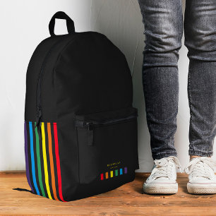 Stilvolle Monogram-Rainbow-Pride-Streifen Bedruckter Rucksack
