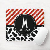 Stilvolle Monogram Red White Black Personalize Mousepad (Mit Mouse)