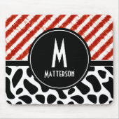 Stilvolle Monogram Red White Black Personalize Mousepad (Vorne)