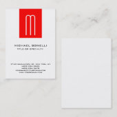 Stilvolle Monogram Red White Chubby Business Card Visitenkarte (Vorne/Hinten)